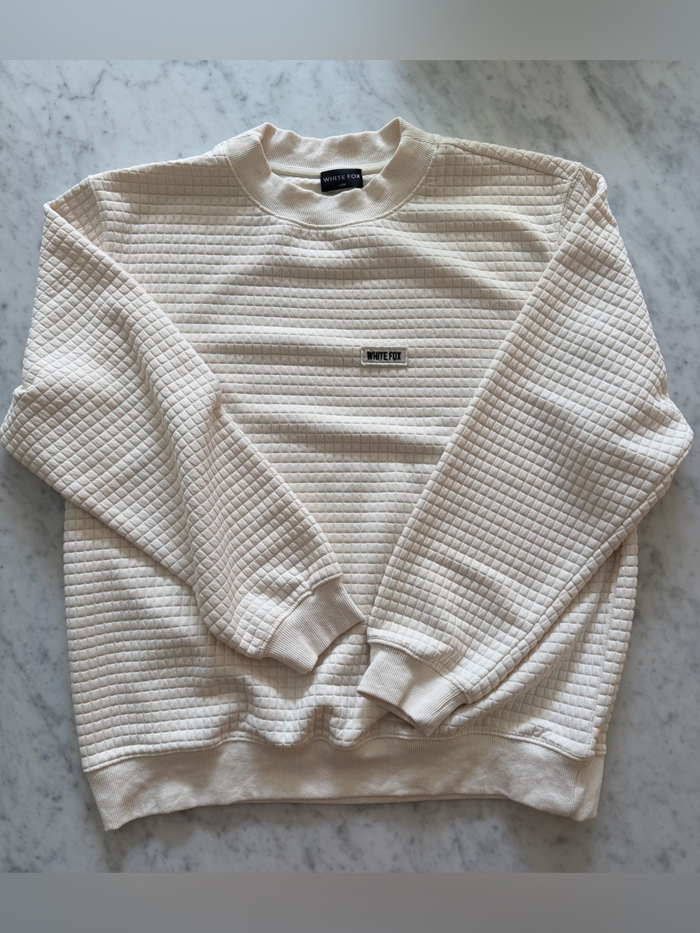 White Fox quilted oversized crew neck